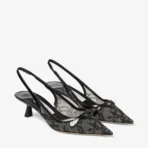 Jimmy Choo Lace and Spazzolato Pumps Amita 45 Black