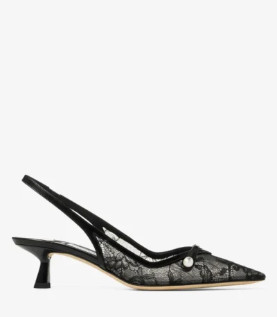 Jimmy Choo Lace and Spazzolato Pumps Amita 45 Black
