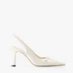 Jimmy Choo Amita 85 Latte Patent Leather Slingbacks