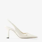 Jimmy Choo Amita 85 Latte Patent Leather Slingbacks