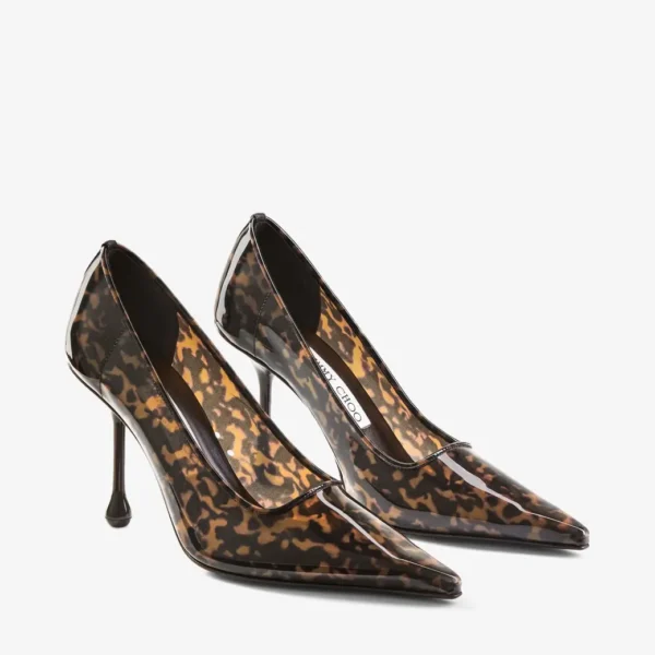 Jimmy Choo Ixia 95 Amber Tortoiseshell TPU Pumps