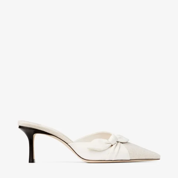 Jimmy Choo Livi 65 Soft Glove Leather Mules with Nappa Leather Bow
