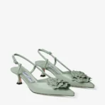 Jimmy Choo Perforated Nappa Lace Corsage Verde Shiny Nappa Leather