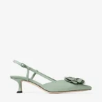 Jimmy Choo Perforated Nappa Lace Corsage Verde Shiny Nappa Leather