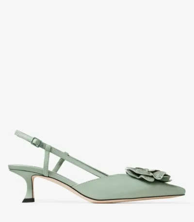 Jimmy Choo Perforated Nappa Lace Corsage Verde Shiny Nappa Leather