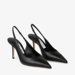 Jimmy Choo Love Sling Back 85 Chai Calf Leather Slingbacks Black