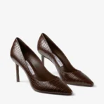 Jimmy Choo Romy 85 Marine Croc Embossed Leather Pumps