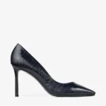 Jimmy Choo Romy 85 Marine Croc Embossed Leather Pumps