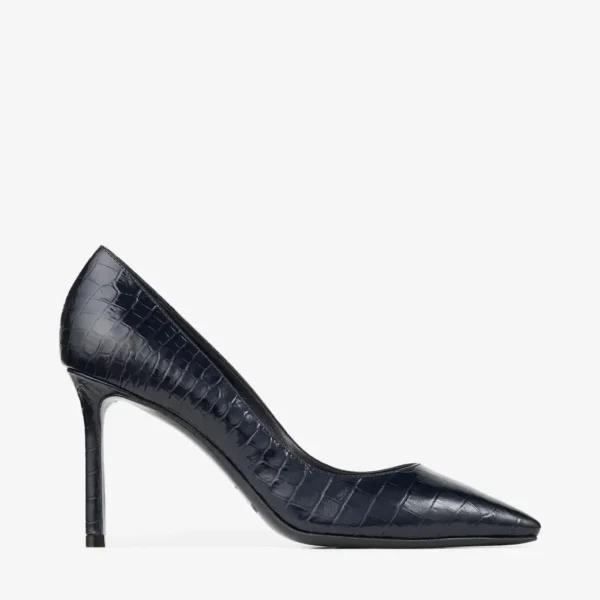 Jimmy Choo Romy 85 Marine Croc Embossed Leather Pumps