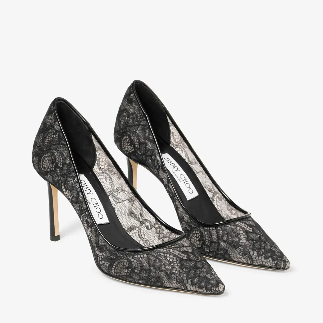Jimmy Choo Romy 85 Black Jimmy Choo Lace Pumps