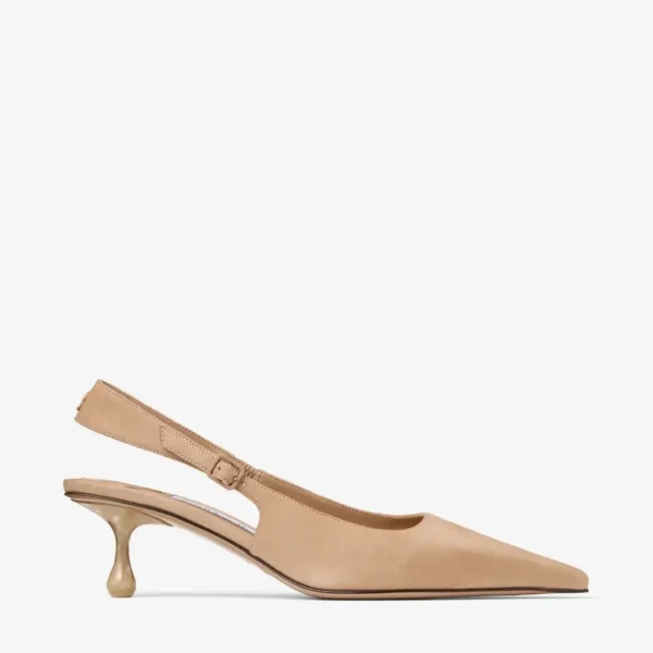 Jimmy Choo Amel 50 Black Nappa Leather Sling Back Pumps