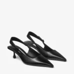 Jimmy Choo Amel 50 Black Nappa Leather Sling Back Pumps