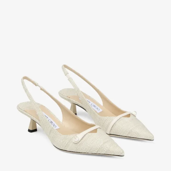 Jimmy Choo Amita 45 Natural Fine Raffia Slingbacks