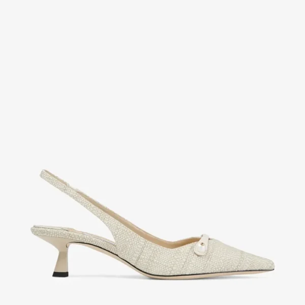 Jimmy Choo Amita 45 Natural Fine Raffia Slingbacks