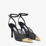 Jimmy Choo Faiz 100 Rose Lace Pumps with Metal Lace Detail