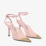Jimmy Choo Faiz 100 Rose Lace Pumps with Metal Lace Detail