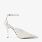 Jimmy Choo Faiz 100 Rose Lace Pumps with Metal Lace Detail