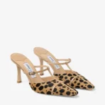 Jimmy Choo Gloria Mule 85 Natural Cheetah Print Pony Leather Mules