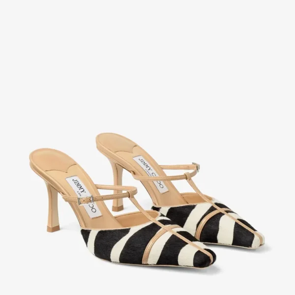 Jimmy Choo Gloria Mule 85 Natural Cheetah Print Pony Leather Mules