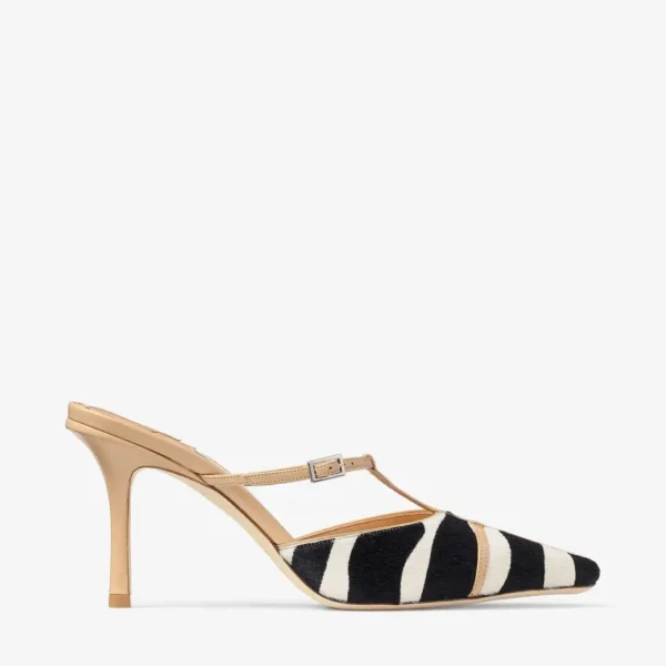 Jimmy Choo Gloria Mule 85 Natural Cheetah Print Pony Leather Mules