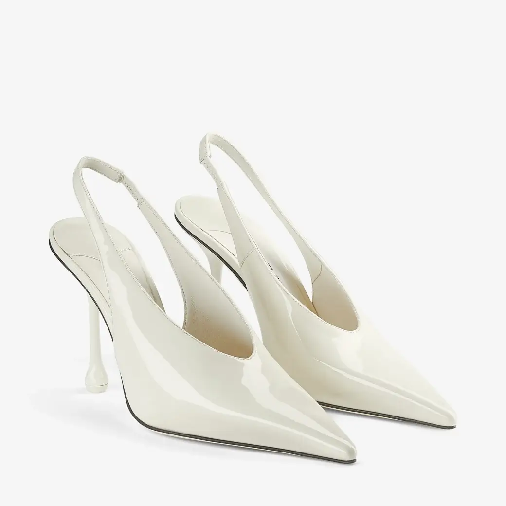 Jimmy Choo Isa 95 Latte Patent Leather Pumps