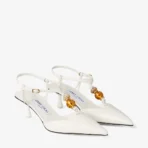 Jimmy Choo Lauri 50 Latte Mix Nappa Leather Slingbacks with Beads