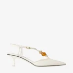 Jimmy Choo Lauri 50 Latte Mix Nappa Leather Slingbacks with Beads