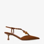 Jimmy Choo Lauri 50 Latte Mix Nappa Leather Slingbacks with Beads