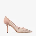 Jimmy Choo Love 85 White Mesh Pointed-Toe Pumps with Dégradé Crystals
