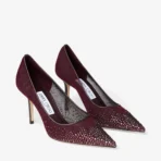 Jimmy Choo Love 85 White Mesh Pointed-Toe Pumps with Dégradé Crystals