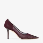 Jimmy Choo Love 85 White Mesh Pointed-Toe Pumps with Dégradé Crystals
