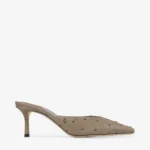 Jimmy Choo Vivi 65 Taupe Ostrich Leather Mules