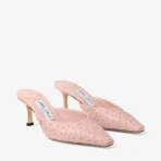 Jimmy Choo Vivi 65 Taupe Ostrich Leather Mules